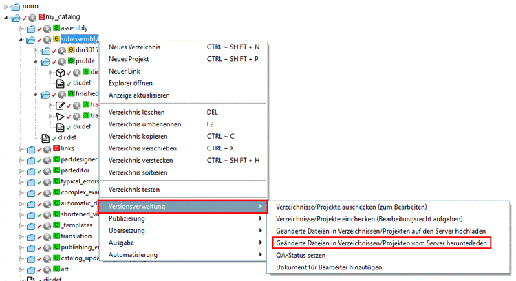 Geänderte Dateien in Verzeichnissen/Projekten vom Server herunterladen