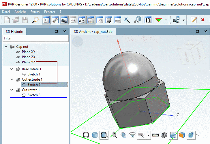 Sketch-Beispiel: Extrusions-Schnitt