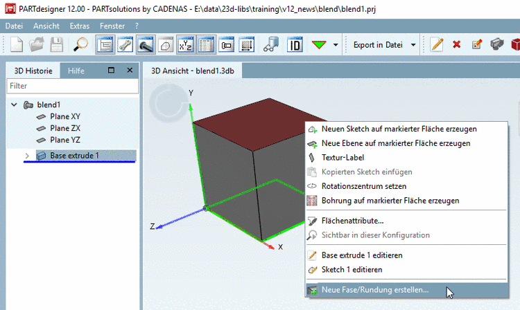 Neue Fase/Rundung erstellen...