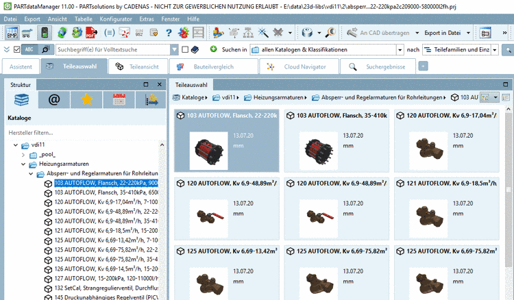 Teileauswahl: Importiertes Beispielteil