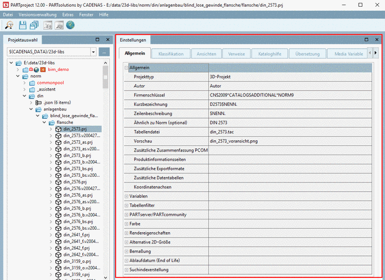 "Einstellungen" Dialogbereich