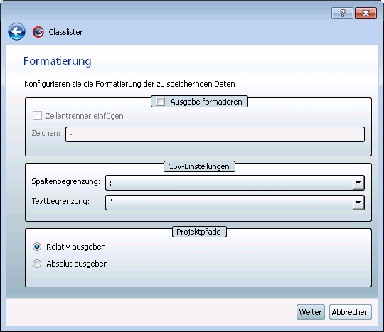 Formatierung [Formatting]