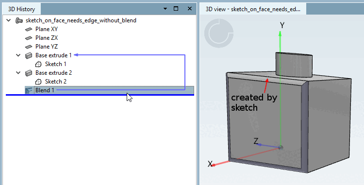 Eine Kante per Sketch