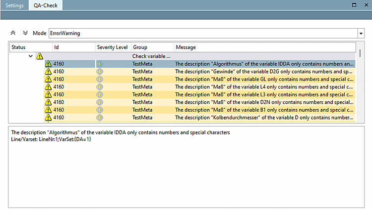 Dialogfenster - QA Check