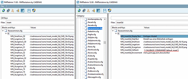 Links V11 - rechts V12