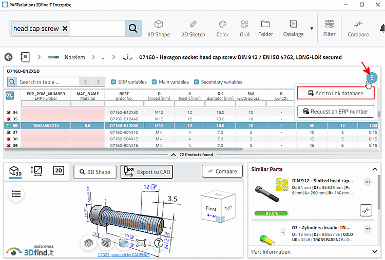 Tabelle und 3D-Ansicht