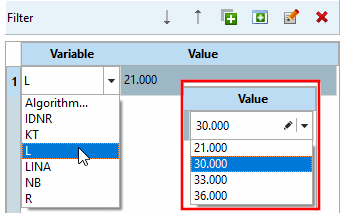 Beispiel: Variable "L" ausgewählt