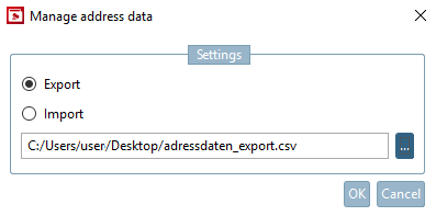 Adressdaten verwalten [Manage address data] -> Export