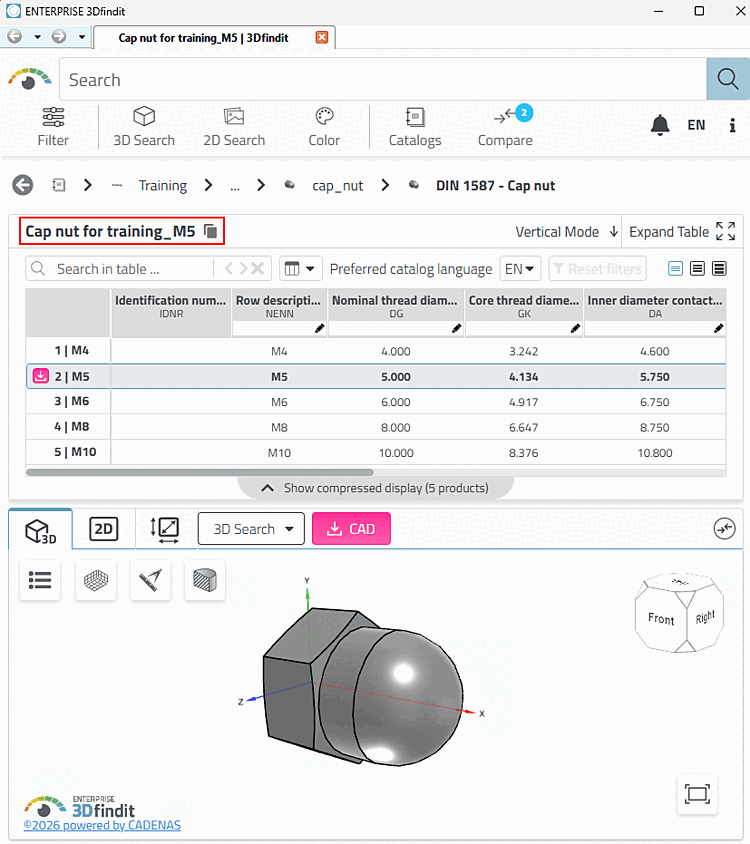 Normbezeichnung in ENTERPRISE 3Dfindit