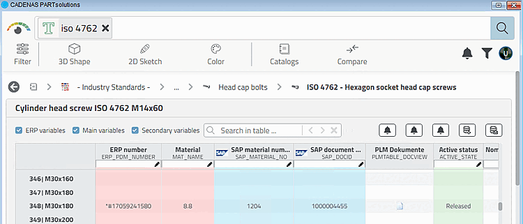 3Dfindit mit ERP_PDM_NUMBER, SAP_MATERIAL_NO und SAP_DOCID