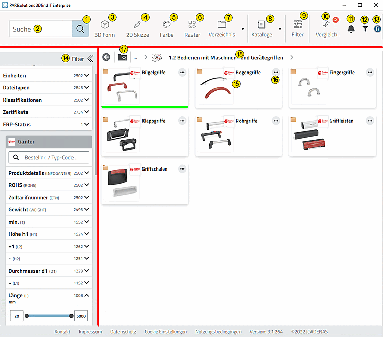 Filter und Teileauswahl