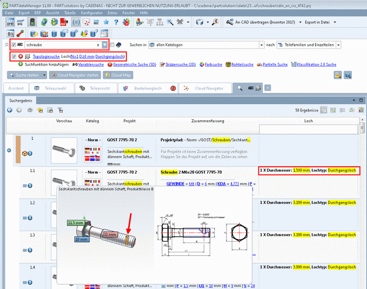 Beispiel: Alle Suchmethoden und Filter angezeigt