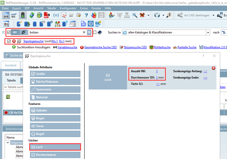 Topologiesuche nach Loch