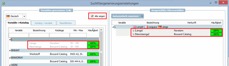 Einstellungen... -> Teileauswahl