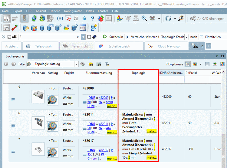 Die Suche nach topologischen Werten mittels Volltextsuche kann u.U. viele Werte liefern. Um alle Werte zu sehen, klicken Sie bitte auf "mehr...".