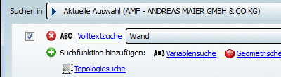 Aktuelle Auswahl (AMF) - Bei der Eingabe von "Wand" erscheinen keine Vorschläge. Sie erhalten also bereits beim Tippen die Information, dass Sie mit diesem Suchbegriff keinen Treffer erhalten werden.