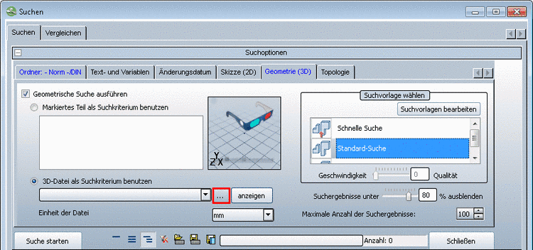 3D-Datei als Suchkriterium benutzen