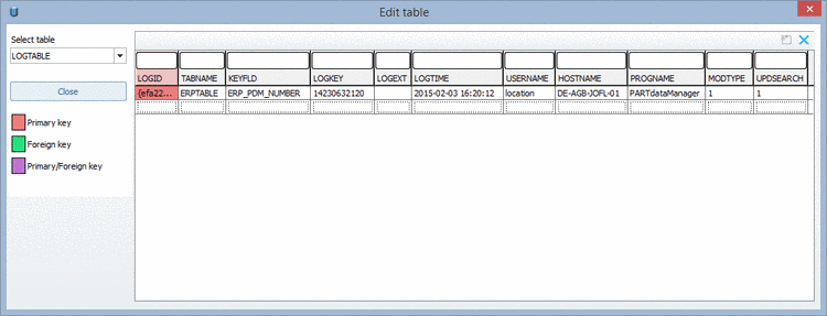 If in plinkcommon.cfg under ADDITIONALTABLES the entry LOGTABLE has been set it is displayed here.