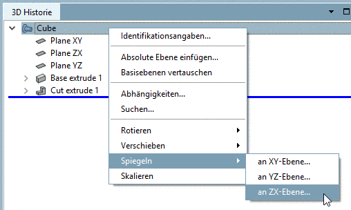 Spiegeln an ZX-Ebene