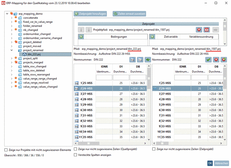 Tabelle "Feature" in Orca