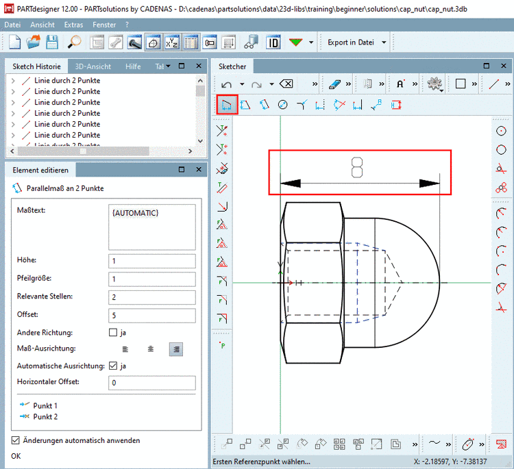 Beispiel für Horizontalmaß