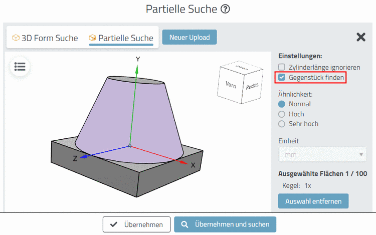 Tangentiale Fortsetzung sichtbar in der Vorschau