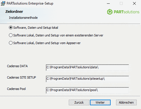 Software, Daten und Setup lokal