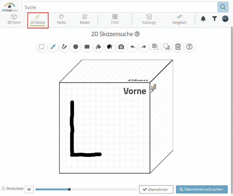Bauteil mit gleicher Lage im Raum, aber gewünschter Orientierung des Koordinatensystems