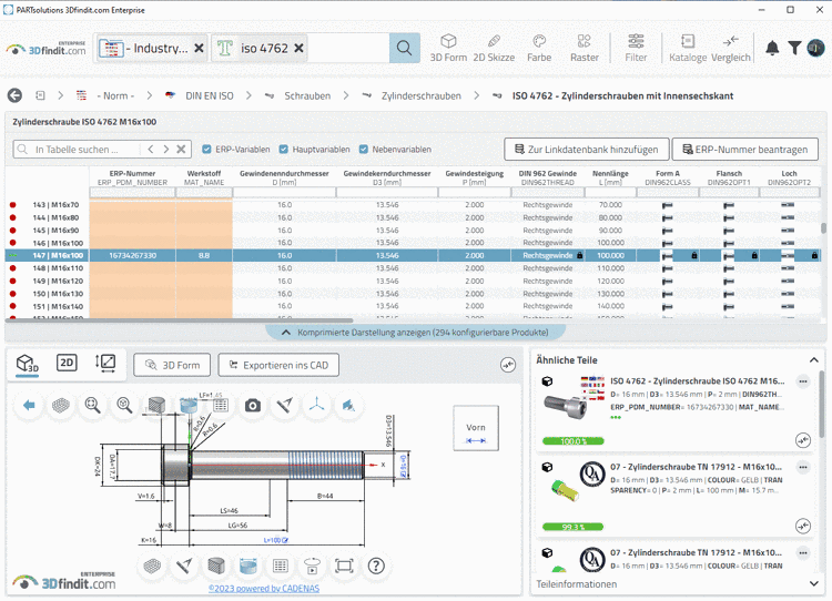 Tabelle und 3D Ansicht