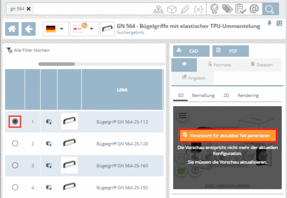 "Merkmalalgorithmus" Dialogfenster