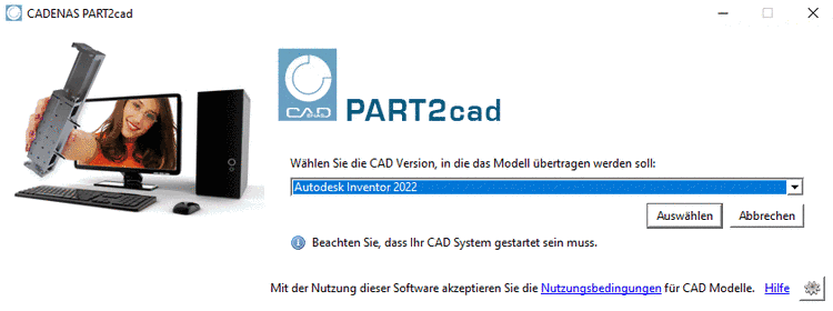 Hier beispielhaft der entsprechende Dialog für Autodesk Inventor 2019