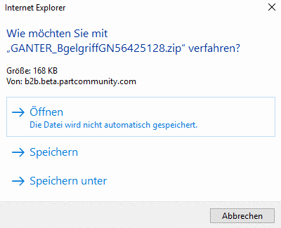 Beispielhaft Anzeige der Optionen bei Internet Explorer