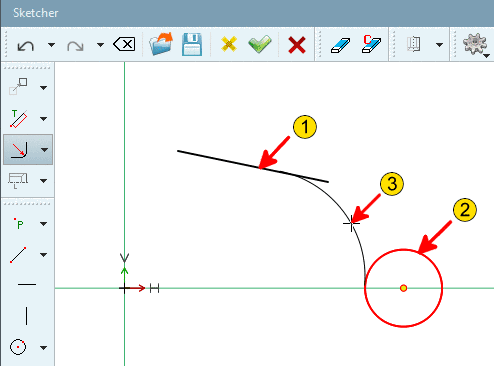 Verrundung an Linie und Kreis