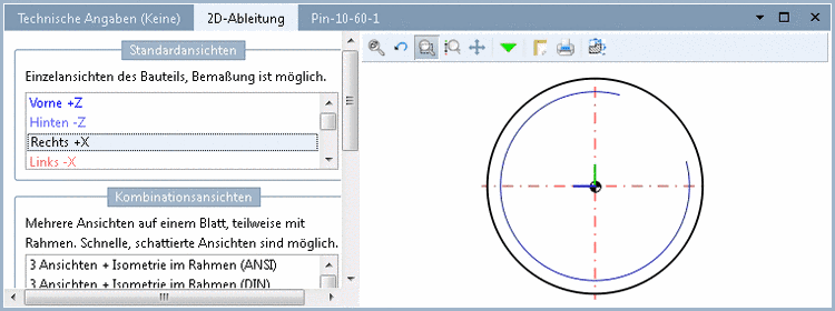 PARTdataManager - Gewinde in 2D-Ableitung - Rechts