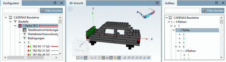 Konfiguration mit freier Konfigurationsmöglichkeit oder Schablone mit automatischem oder teilweisem Selbstaufbau