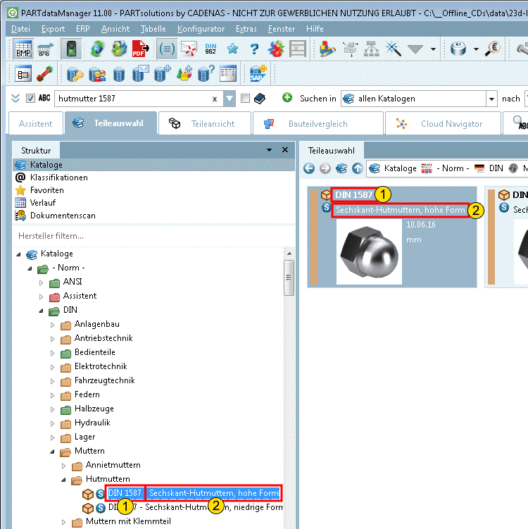 Bauteilname zusammengesetzt aus Normnummer und Normtitel