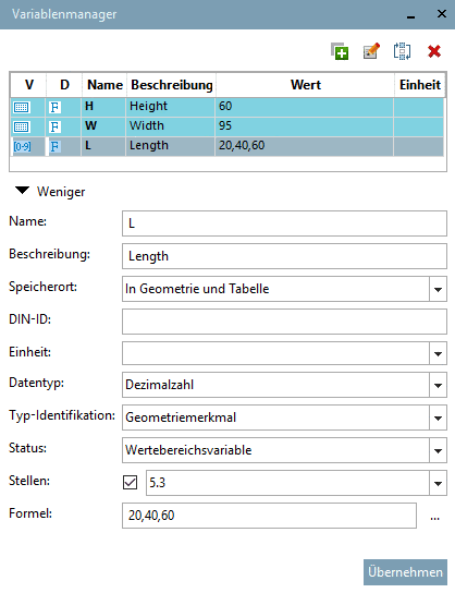 "L" im Variablenmanager