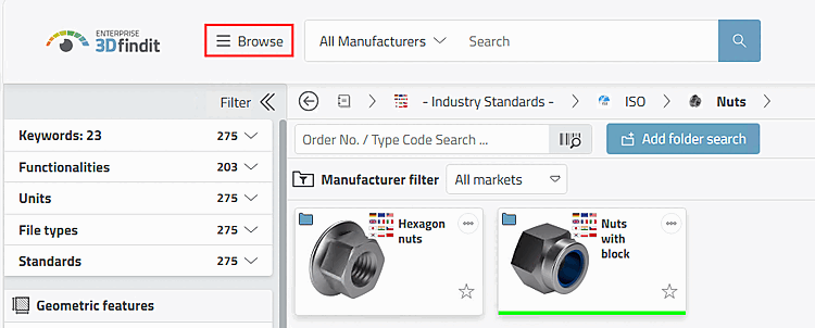 Durchsuche alle Hersteller [Browse all Manufacturers]