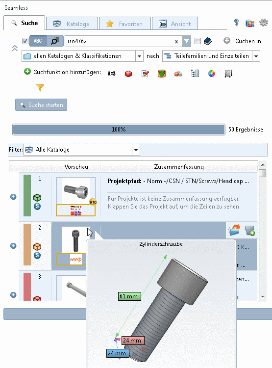 Beispiel: Qualitätssiegel angezeigt, Tooltip ohne Technische Ansicht