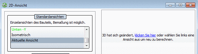 "Zeichnungsansicht auf Blatt optimieren" ("Verkürzte Ansicht") aktiviert