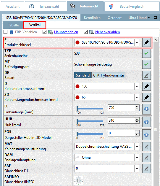 PARTdataManager: Listenfeldauswahl bei "Produktschlüssel"