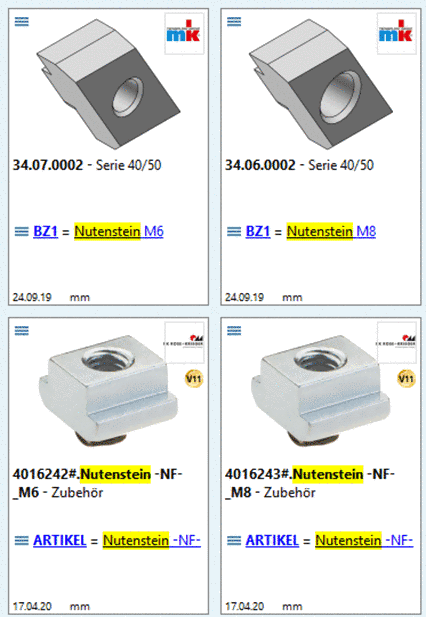 Beispiel LOC1 - Anzuzeigende Spalten / Nicht anzuzeigende Spalten (nur für Export)