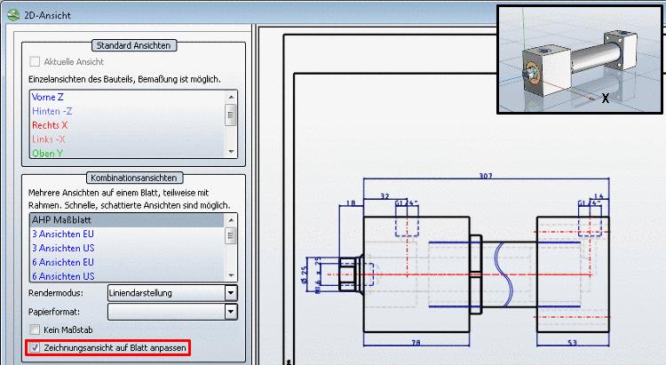 "Verkürzte Ansicht" eingeschaltet