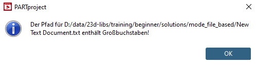 Dateien mit unerlaubten Zeichen werden in der Fehlermeldung ausgewiesen.