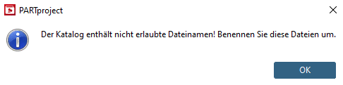 Dateien mit unerlaubten Zeichen müssen umbenannt werden.
