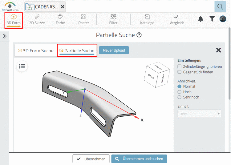 Vorschau mit Option "Veränderung" -- Eine Kante wird gerade editiert, mehrere andere sind bereits Teil des Blend und werden mit Kanten Visualisierung angezeigt.