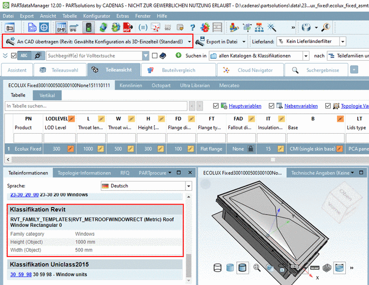 Export aus PARTdataManager
