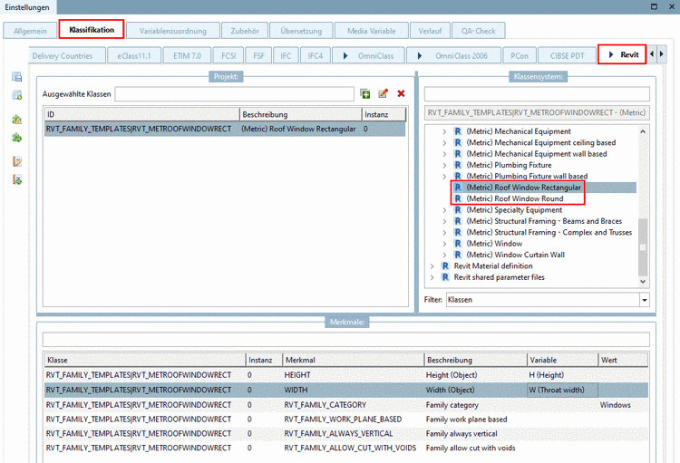 "Revit" Klassifikation