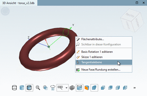 Kontextmenübefehl "Tangentialebene"