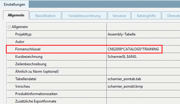 Einstellungen -> Registerseite Allgemein -> Allgemein -> Firmenschlüssel